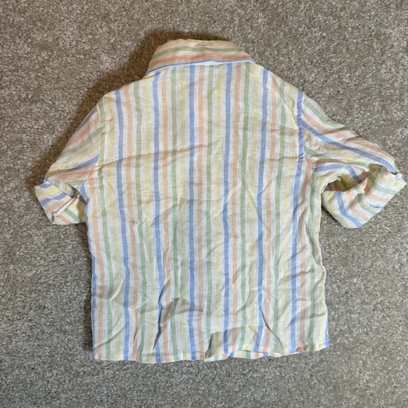 Little Me Baby Boys Button-Up Striped Shirt Pastel Colors 12M Clothes - Picture 4 of 4